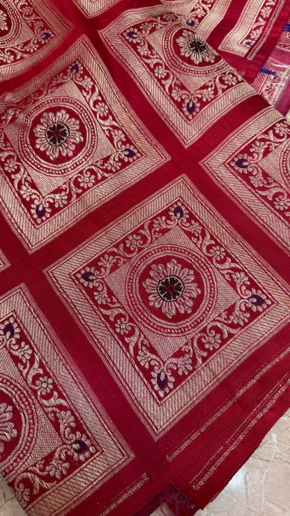 Imperial Crimson Couture: Pure Silk All-Over Zari Brocade (By Meter) by Shades Of Banaras - banarasi - banarasi saree shop - banarasi saree manufacturers - banarasi saree wholesale - banaraasi sarees - banarasi sari - banarasi saris