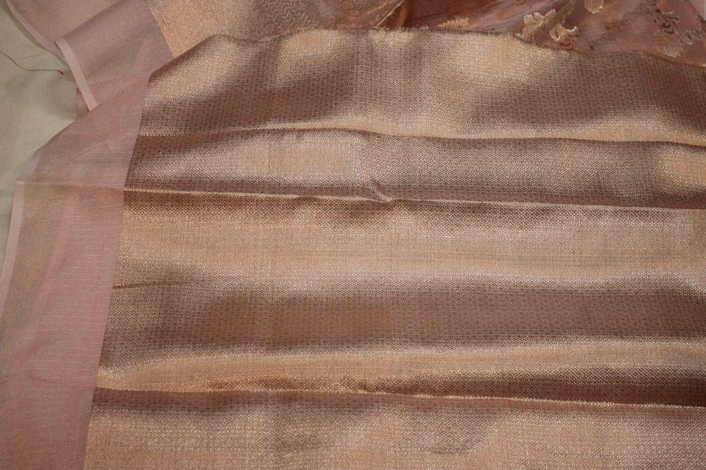 Pink Pure Tissue Silk Saree | Handwoven Gold Jaal Design by Shades Of Benares - banarasi - banarasi saree shop