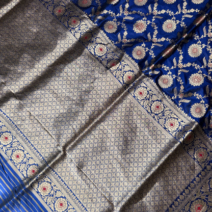 Royal Blue Minakari Jaal Couture Banarasi Saree – Pure Silk Luxe by Shades Of Banaras - banarasi - banarasi saree shop - banarasi saree manufacturers - banarasi saree wholesale - banaraasi sarees - banarasi sari - banarasi saris