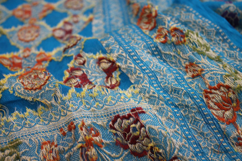 Blue Pure Khaddi Georgette Banarasi Saree by Shades of Benares. A serene summer attire in stunning shades of blue.
