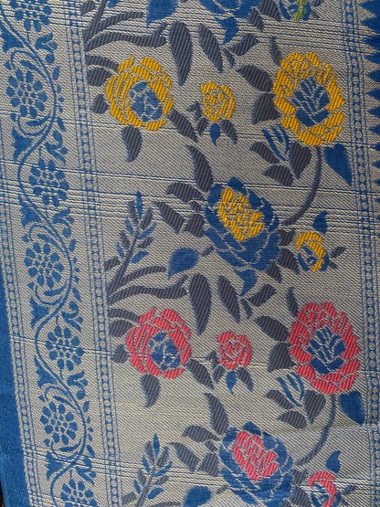 The Azure Art: Blue Pure Tussar Silk Banarasi Saree by Shades Of Banaras - banarasi - banarasi saree shop - banarasi saree manufacturers - banarasi saree wholesale - banaraasi sarees