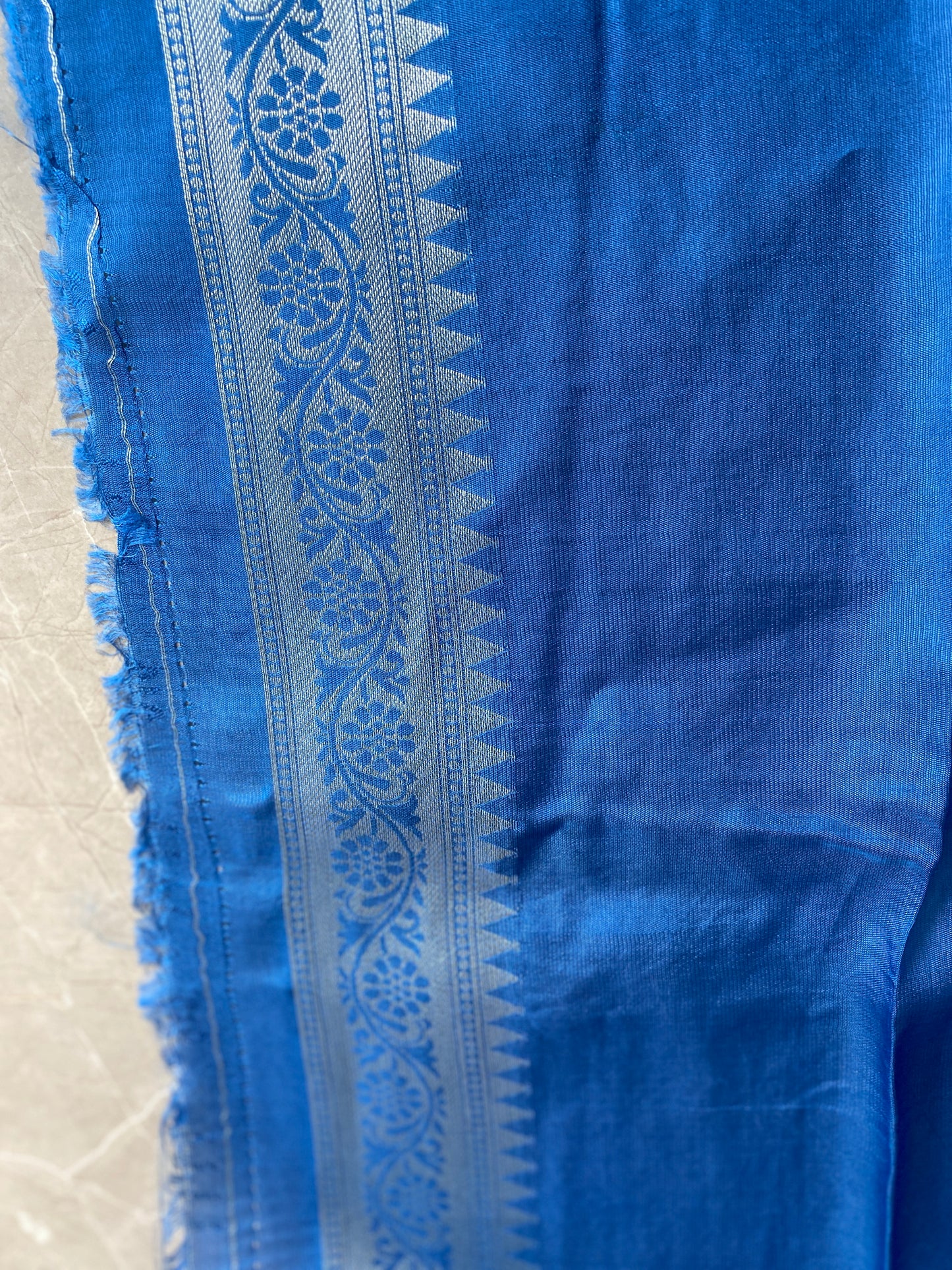 The Azure Art: Blue Pure Tussar Silk Banarasi Saree by Shades Of Banaras - banarasi - banarasi saree shop - banarasi saree manufacturers - banarasi saree wholesale - banaraasi sarees