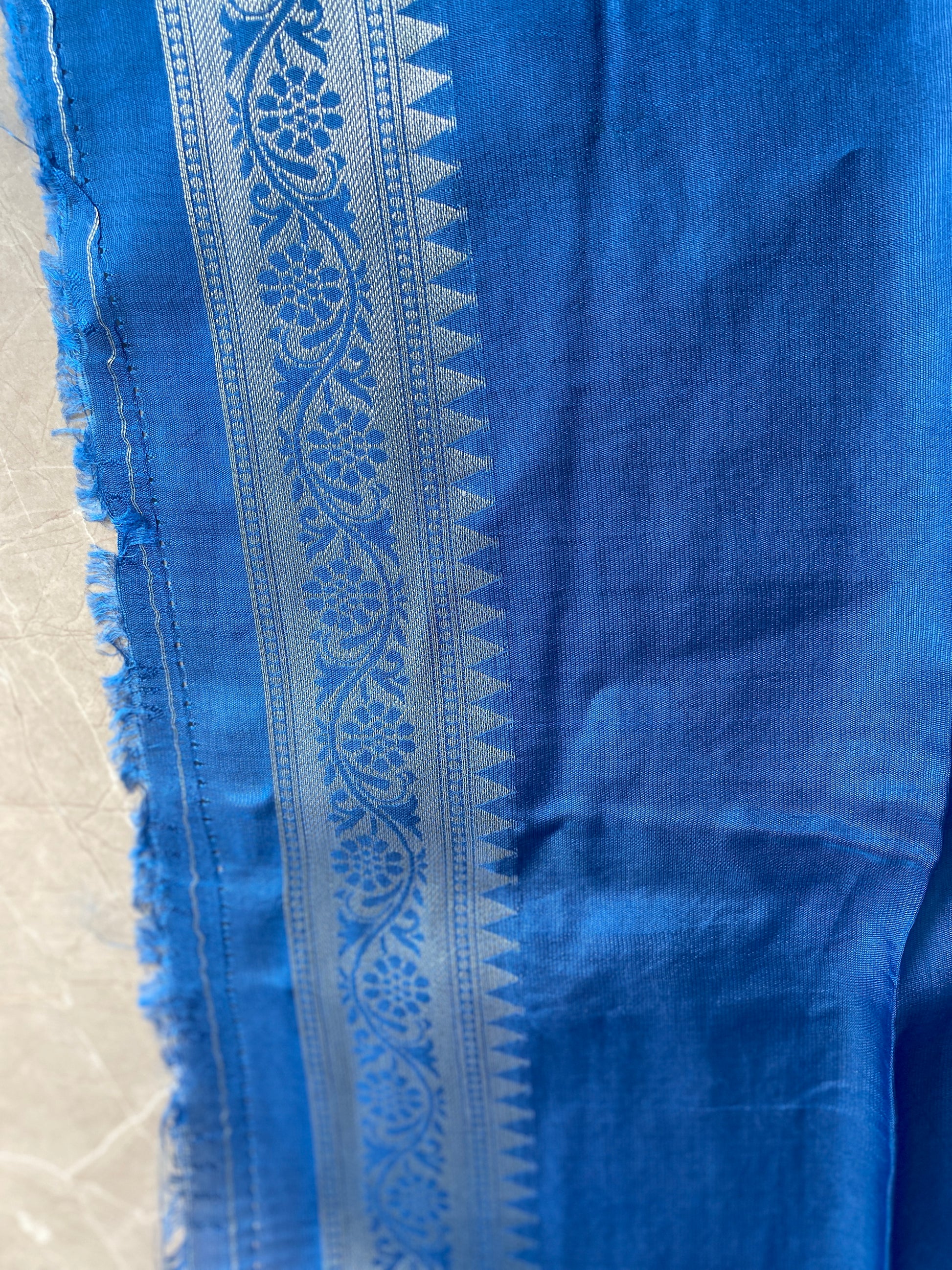 The Azure Art: Blue Pure Tussar Silk Banarasi Saree by Shades Of Banaras - banarasi - banarasi saree shop - banarasi saree manufacturers - banarasi saree wholesale - banaraasi sarees