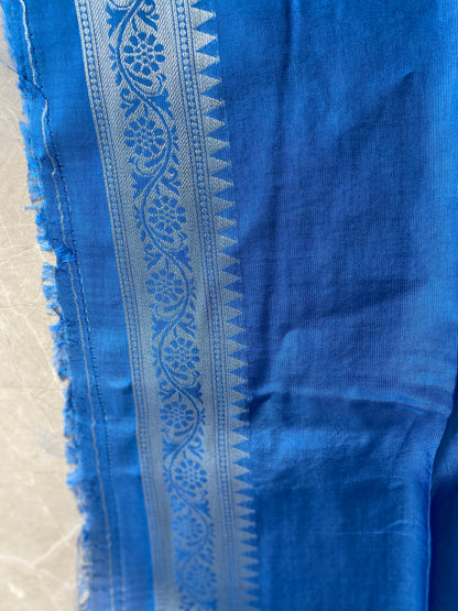 The Azure Art: Blue Pure Tussar Silk Banarasi Saree by Shades Of Banaras - banarasi - banarasi saree shop - banarasi saree manufacturers - banarasi saree wholesale - banaraasi sarees
