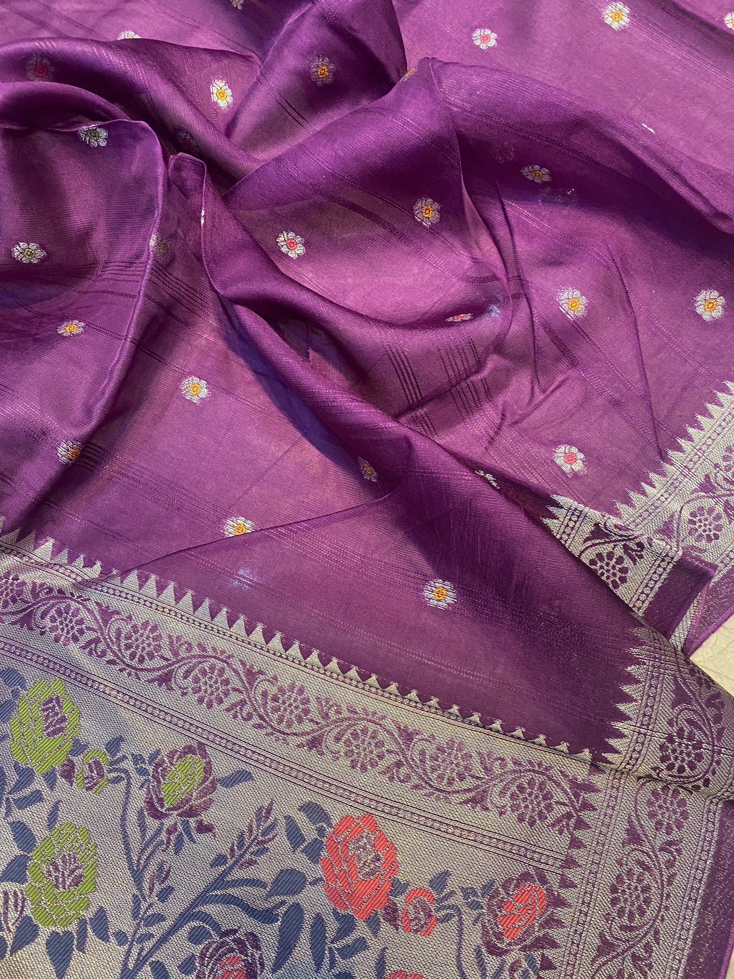 The Magenta Dream: Pure Tussar Silk Banarasi Saree with Paithani Border by Shades Of Banaras - banarasi - banarasi saree shop - banarasi saree manufacturers - banarasi saree wholesale - banaraasi sarees
