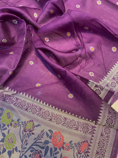 The Magenta Dream: Pure Tussar Silk Banarasi Saree with Paithani Border by Shades Of Banaras - banarasi - banarasi saree shop - banarasi saree manufacturers - banarasi saree wholesale - banaraasi sarees