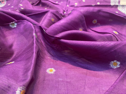 The Magenta Dream: Pure Tussar Silk Banarasi Saree with Paithani Border by Shades Of Banaras - banarasi - banarasi saree shop - banarasi saree manufacturers - banarasi saree wholesale - banaraasi sarees