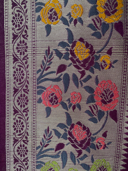 The Magenta Dream: Pure Tussar Silk Banarasi Saree with Paithani Border by Shades Of Banaras - banarasi - banarasi saree shop - banarasi saree manufacturers - banarasi saree wholesale - banaraasi sarees