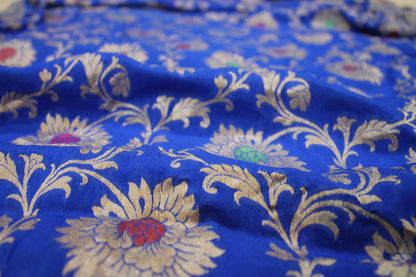 Regal Elegance: Royal Blue Pure Khaddi Georgette Banarasi Sari by Shades Of Benares - banarasi - banarasi saree shop