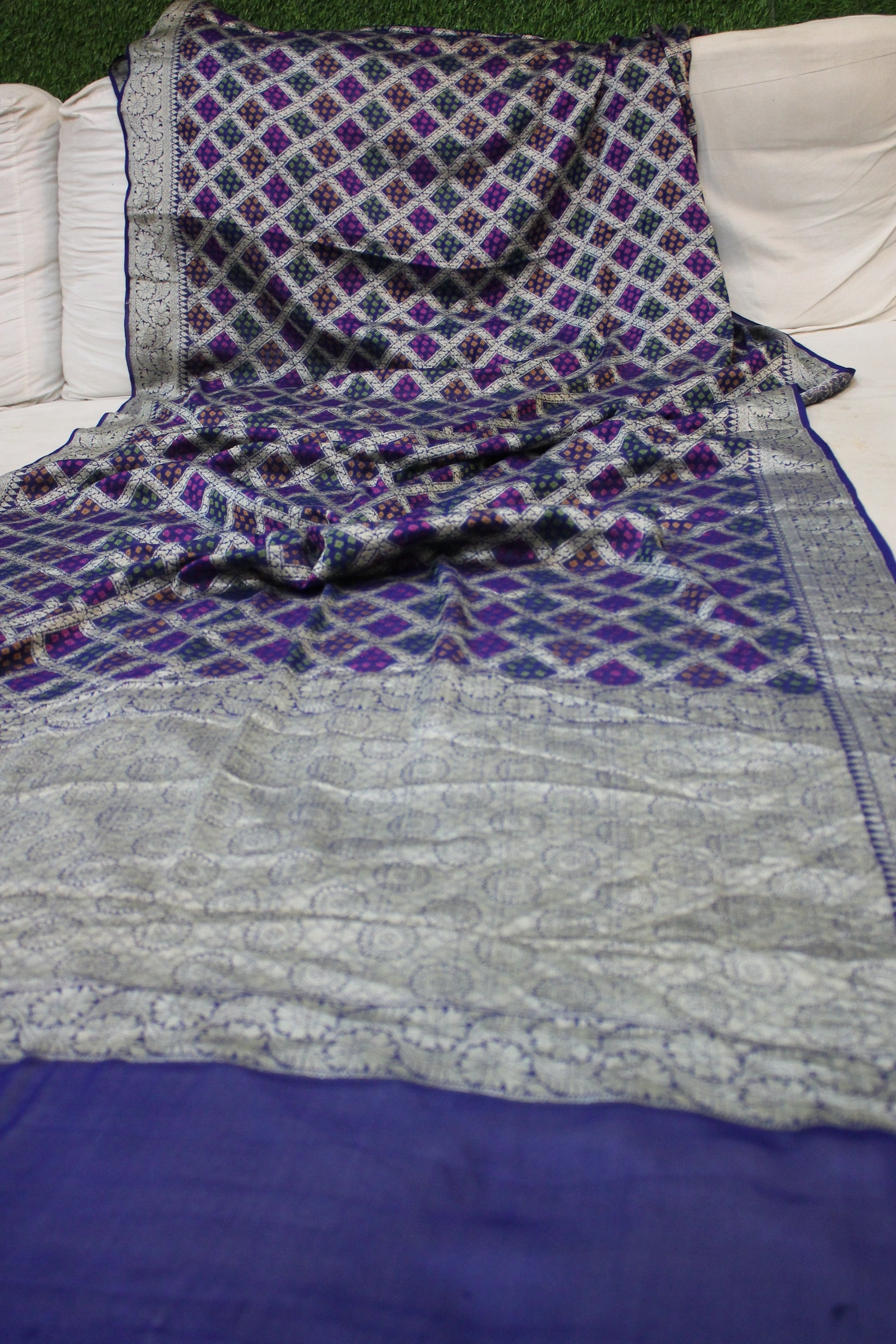 Regal Splendor: Purple Ghaatchola Tilfi Pure Khaddi Georgette Banarasi Sari by Shades Of Benares - banarasi - banarasi saree shop