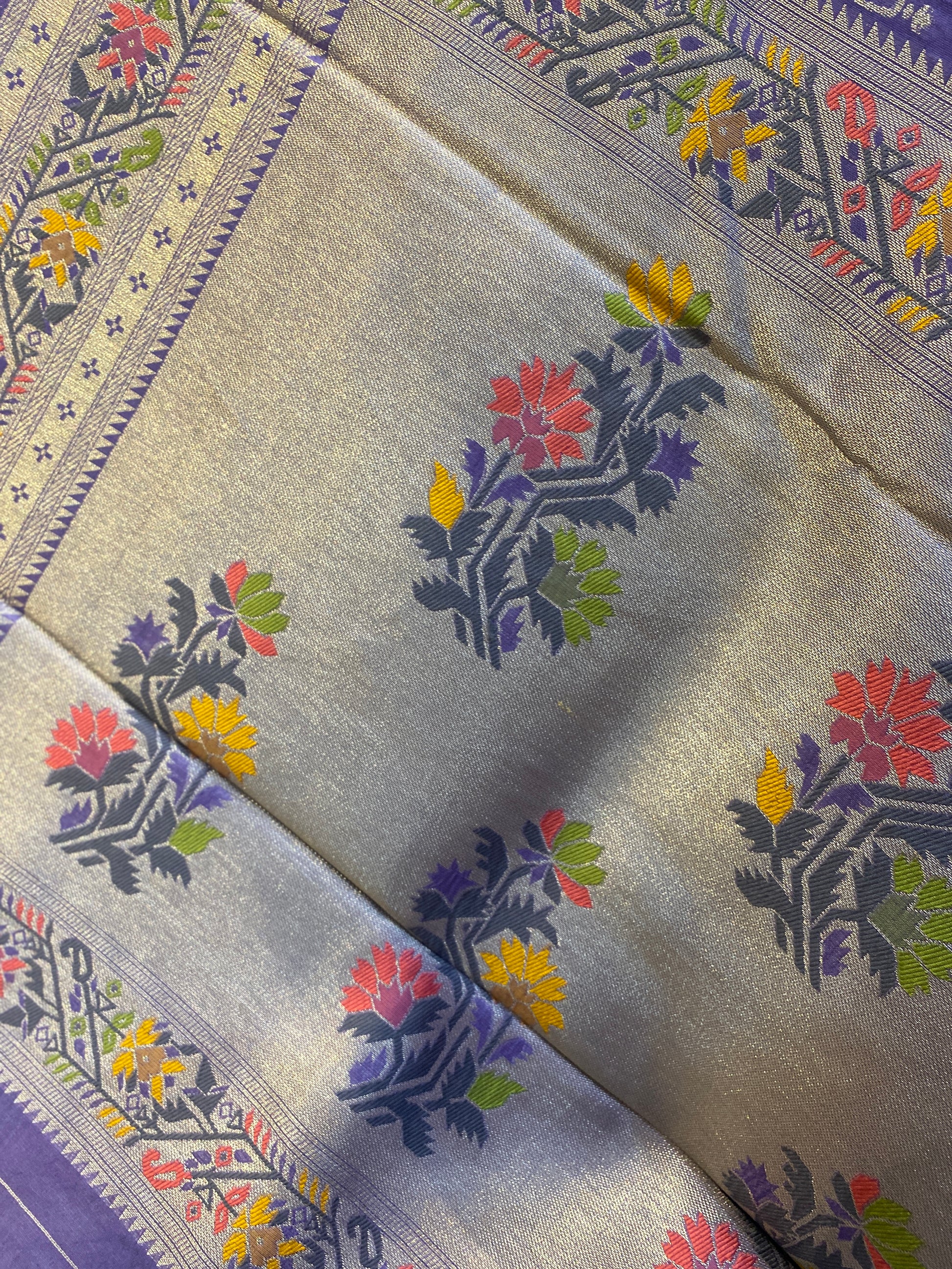 The Lavender Dream: Tussar Silk Saree with Paithani Border by Shades Of Banaras - banarasi - banarasi saree shop - banarasi saree manufacturers - banarasi saree wholesale - banaraasi sarees