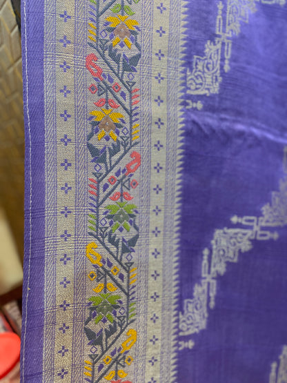 The Lavender Dream: Tussar Silk Saree with Paithani Border by Shades Of Banaras - banarasi - banarasi saree shop - banarasi saree manufacturers - banarasi saree wholesale - banaraasi sarees