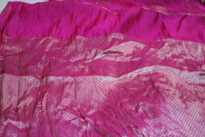 Rani Pink Tilfi Buti Handloom Pure Dupion Silk Banarasi Saree by Shades Of Benares - banarasi - banarasi saree shop