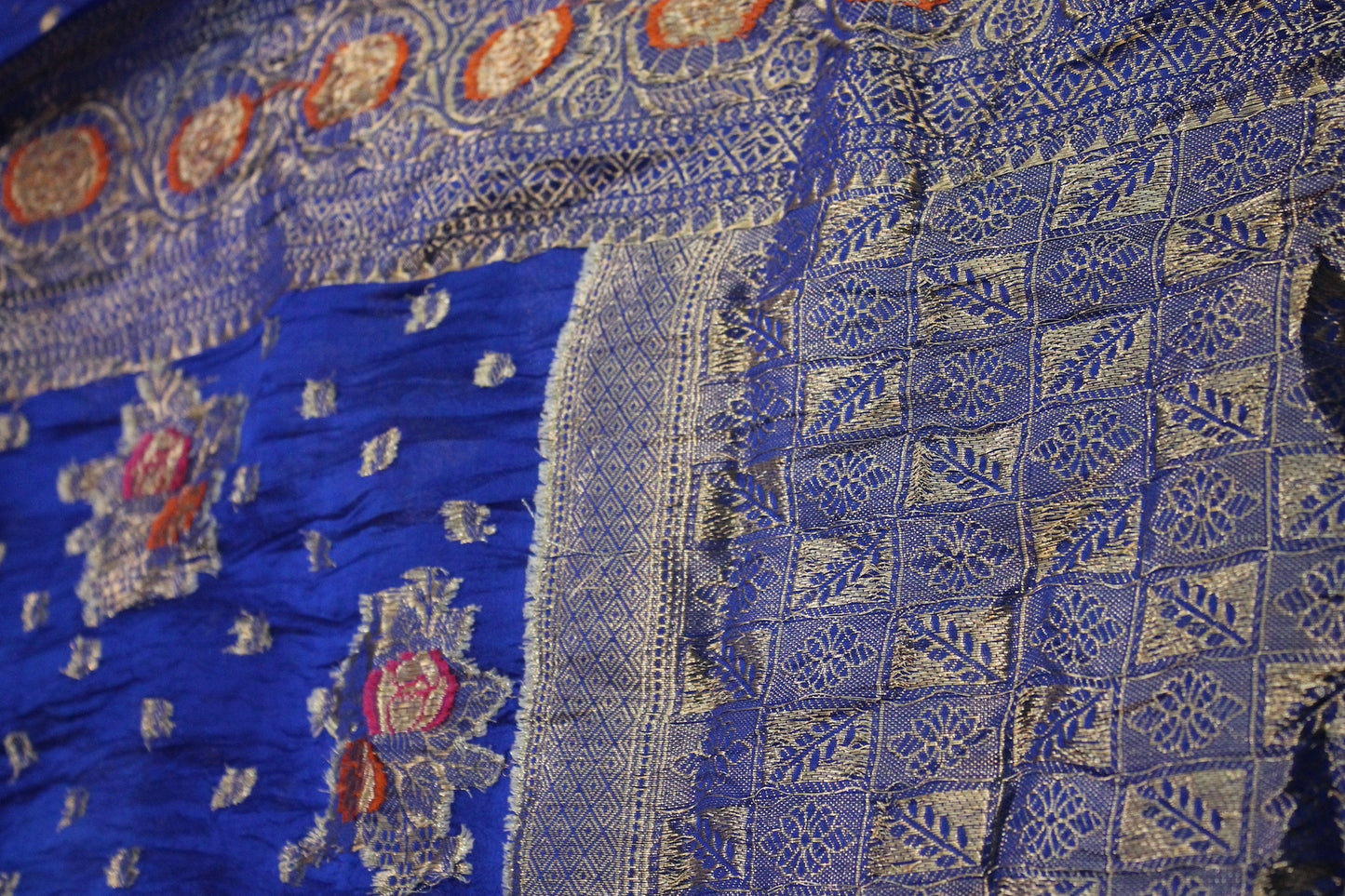 Royal Blue Tilfi Buti Handloom Pure Dupion Silk Banarasi Saree by Shades Of Benares - banarasi - banarasi saree shop