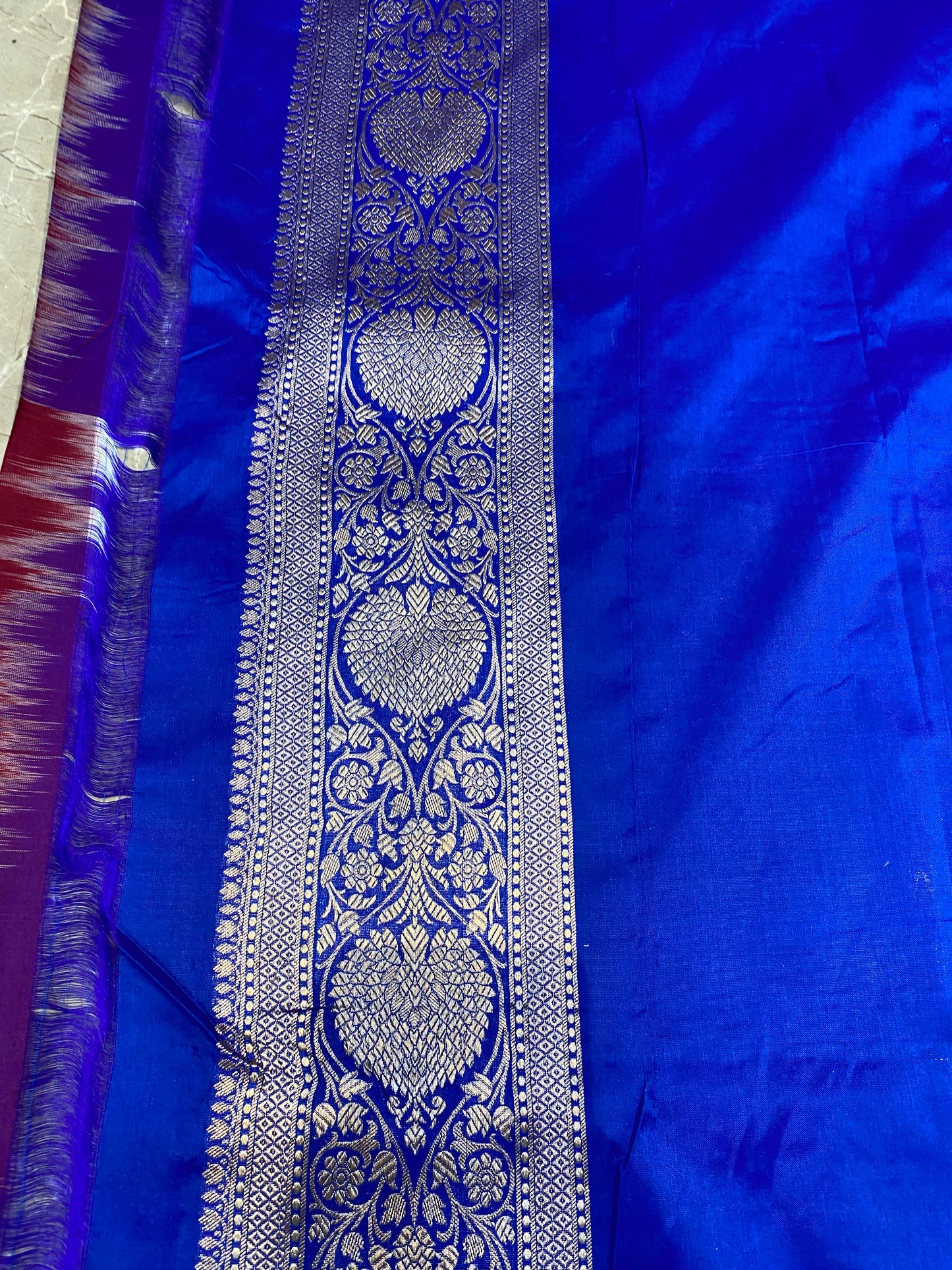 The Regal Banarasi: Royal Blue Pure Silk Jaal Saree by Shades Of Banaras - banarasi - banarasi saree shop - banarasi saree manufacturers - banarasi saree wholesale - banaraasi sarees