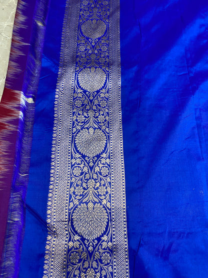 The Regal Banarasi: Royal Blue Pure Silk Jaal Saree by Shades Of Banaras - banarasi - banarasi saree shop - banarasi saree manufacturers - banarasi saree wholesale - banaraasi sarees