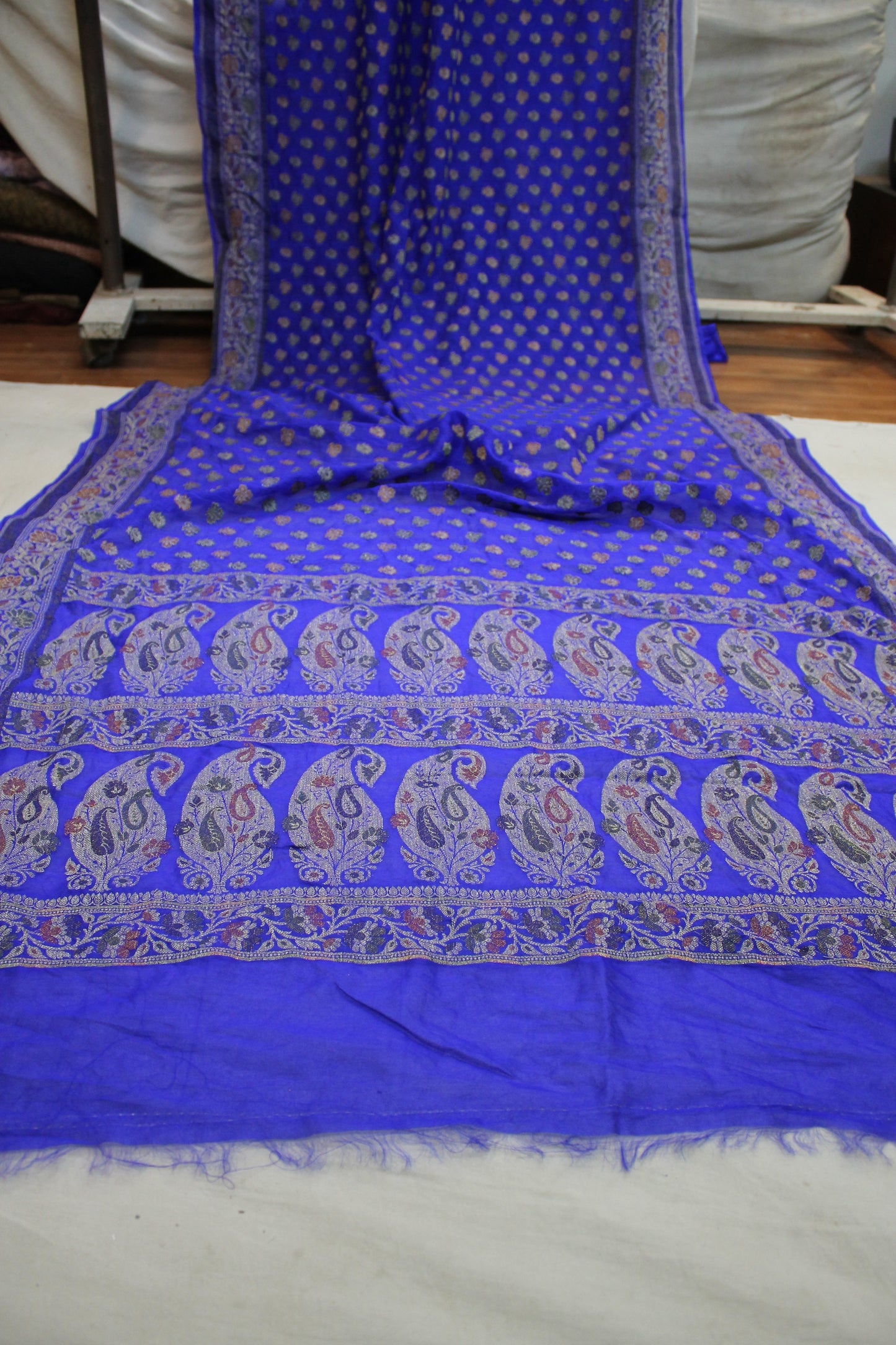 Cool Breeze: Blue Tilfi Weave Georgette Banarasi Saree by Shades Of Benares - banarasi - banarasi saree shop