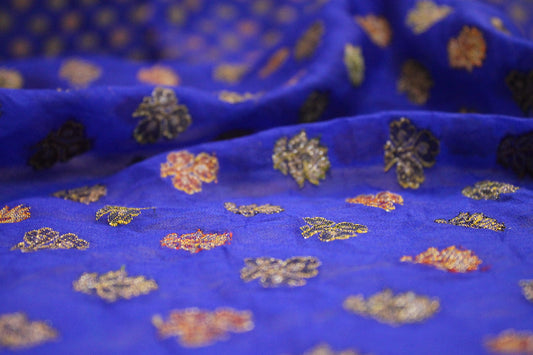 Cool Breeze: Blue Tilfi Weave Georgette Banarasi Saree by Shades Of Benares - banarasi - banarasi saree shop