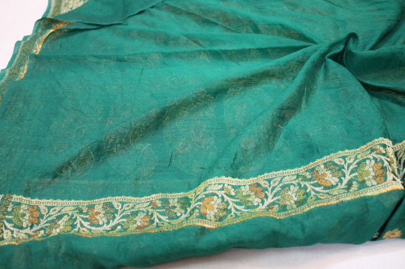 Refreshing Elegance: Bottle Green Tilfi Weave Georgette Banarasi Saree by Shades Of Benares - banarasi - banarasi saree shop