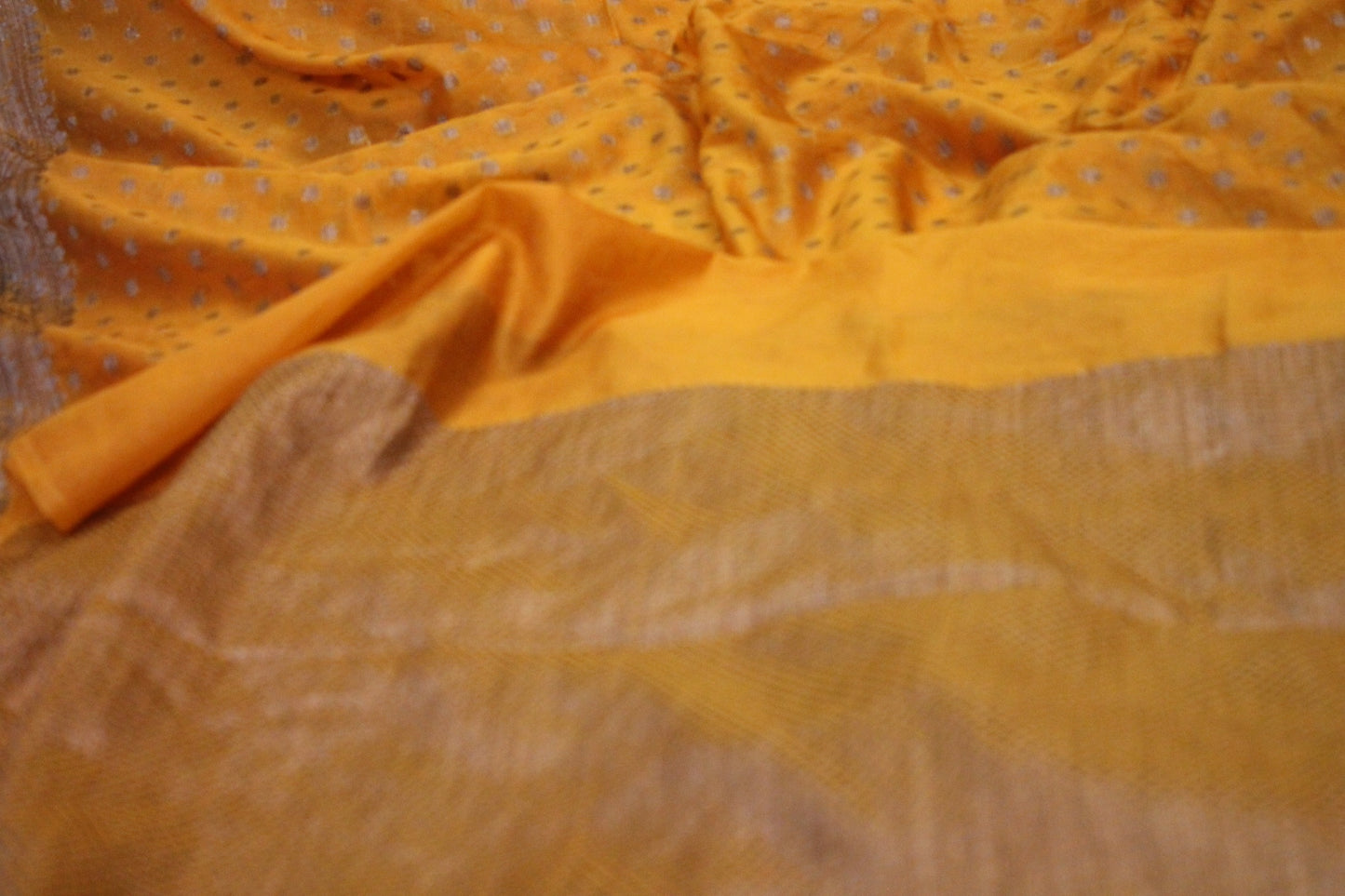 Sunshine Glow: Yellow Tilfi Weave Georgette Banarasi Saree by Shades Of Benares - banarasi - banarasi saree shop