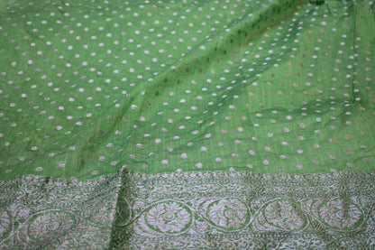 Pastel Dream: Pastel Green Tilfi Weave Georgette Banarasi Saree by Shades Of Benares - banarasi - banarasi saree shop