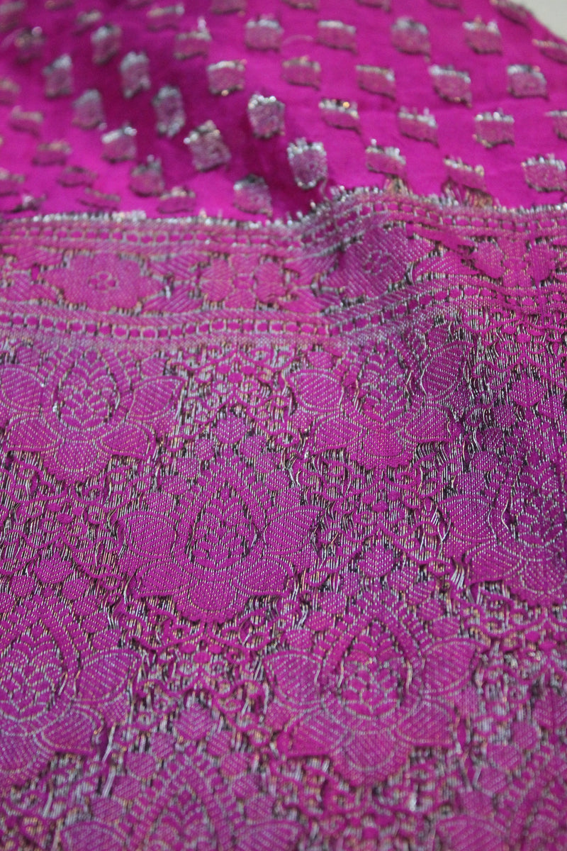 Pink Petals: Pink Buti Georgette Banarasi Saree by Shades Of Benares - banarasi - banarasi saree shop
