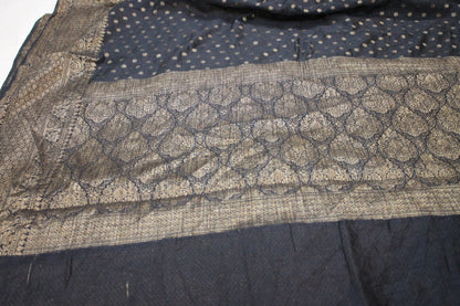 Elegant Noir: Black Buti Georgette Banarasi Sari by Shades Of Benares - banarasi - banarasi saree shop