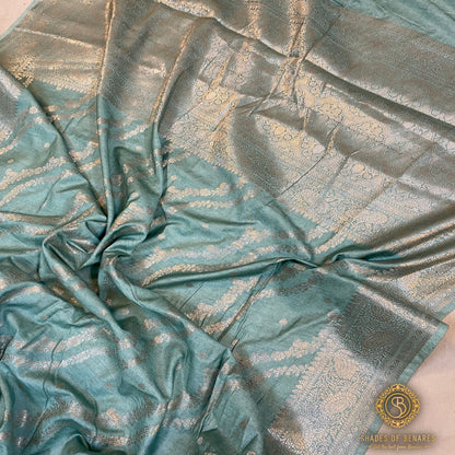 Ocean-Inspired Elegance Silk Banarasi Saree by Shades Of Benares - banarasi - banarasi saree shop