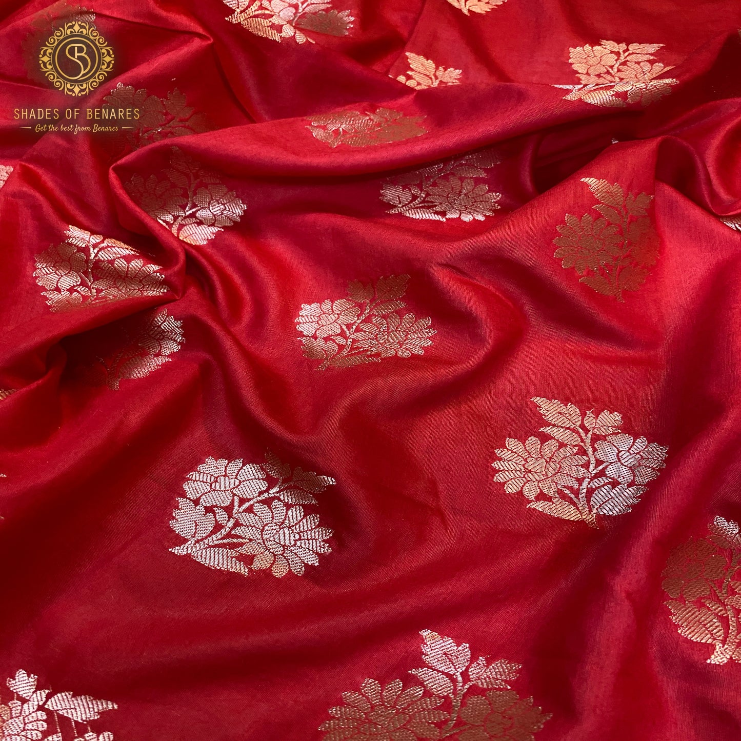 Radiant Red Crepe Silk Handloom Banarasi Saree by Shades Of Benares - banarasi - banarasi saree shop