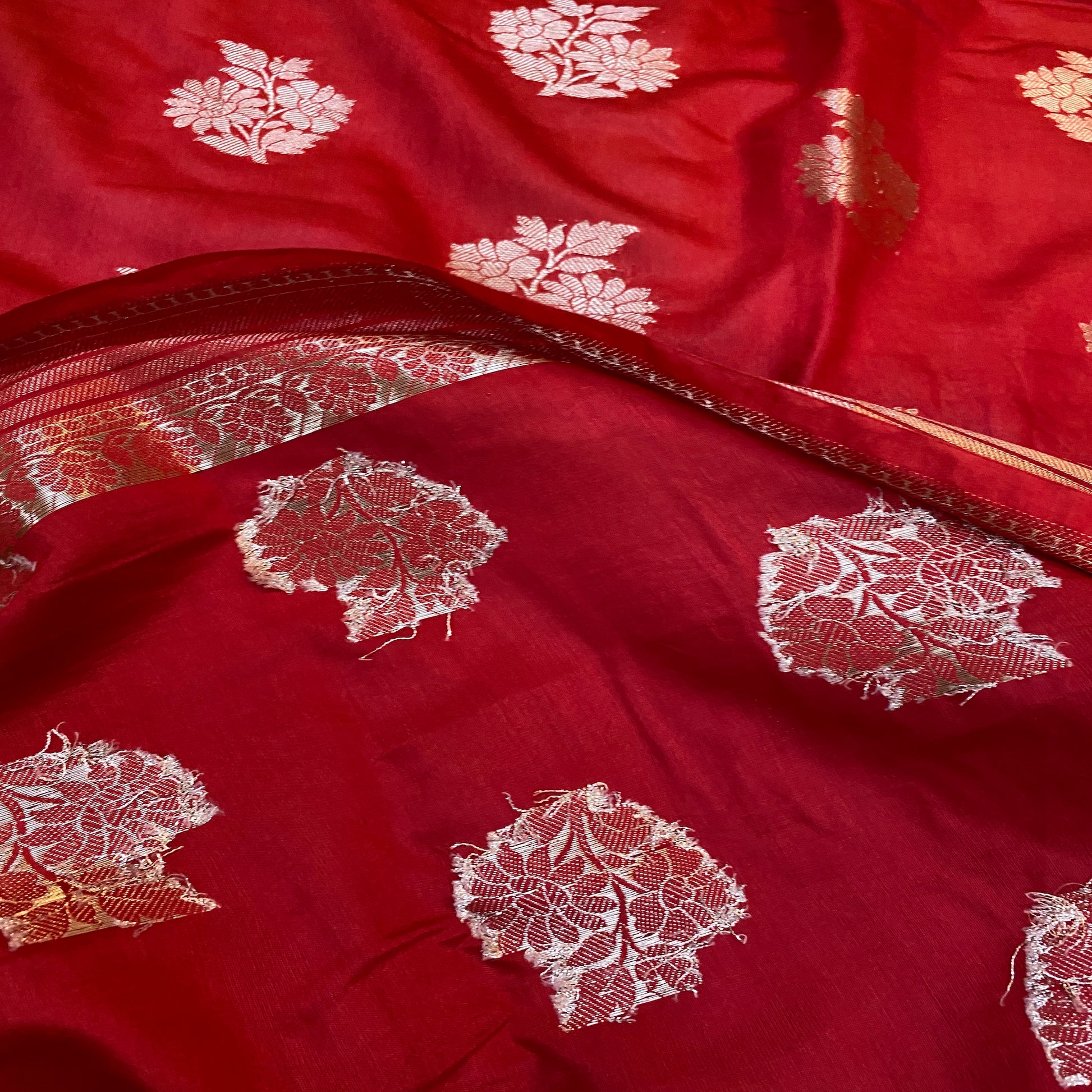 Radiant Red Crepe Silk Handloom Banarasi Saree by Shades Of Benares - banarasi - banarasi saree shop