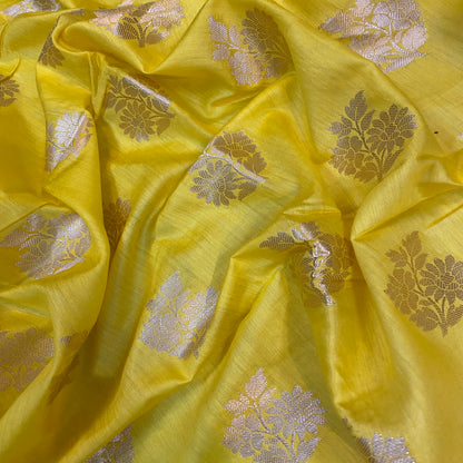 Vibrant Yellow Handloom Banarasi Silk Saree by Shades Of Benares - banarasi - banarasi saree shop