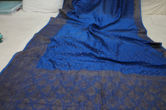 Regal Elegance: Royal Blue Buti Georgette Banarasi Sari by Shades Of Benares - banarasi - banarasi saree shop