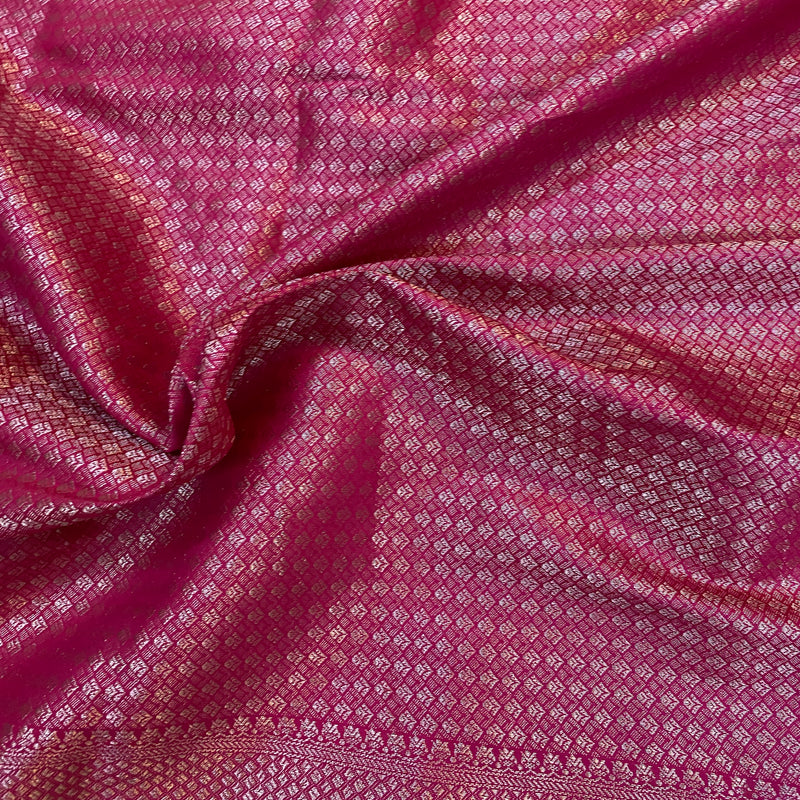 Elevate your style with a hot pink handloom Banarasi silk sari - perfect for weddings, festivals, and special events. Shop now!