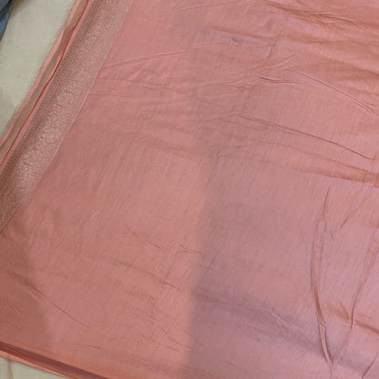 Delicate Baby Pink Handloom Banarasi Silk Sari by Shades Of Benares - banarasi - banarasi saree shop