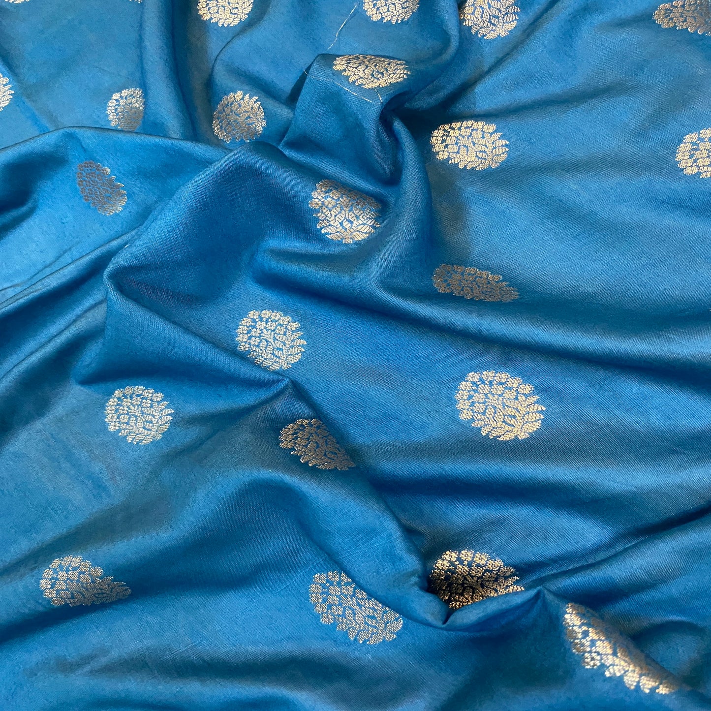 Timeless Classic Blue Handloom Crepe Banarasi Silk Sari by Shades Of Benares - banarasi - banarasi saree shop