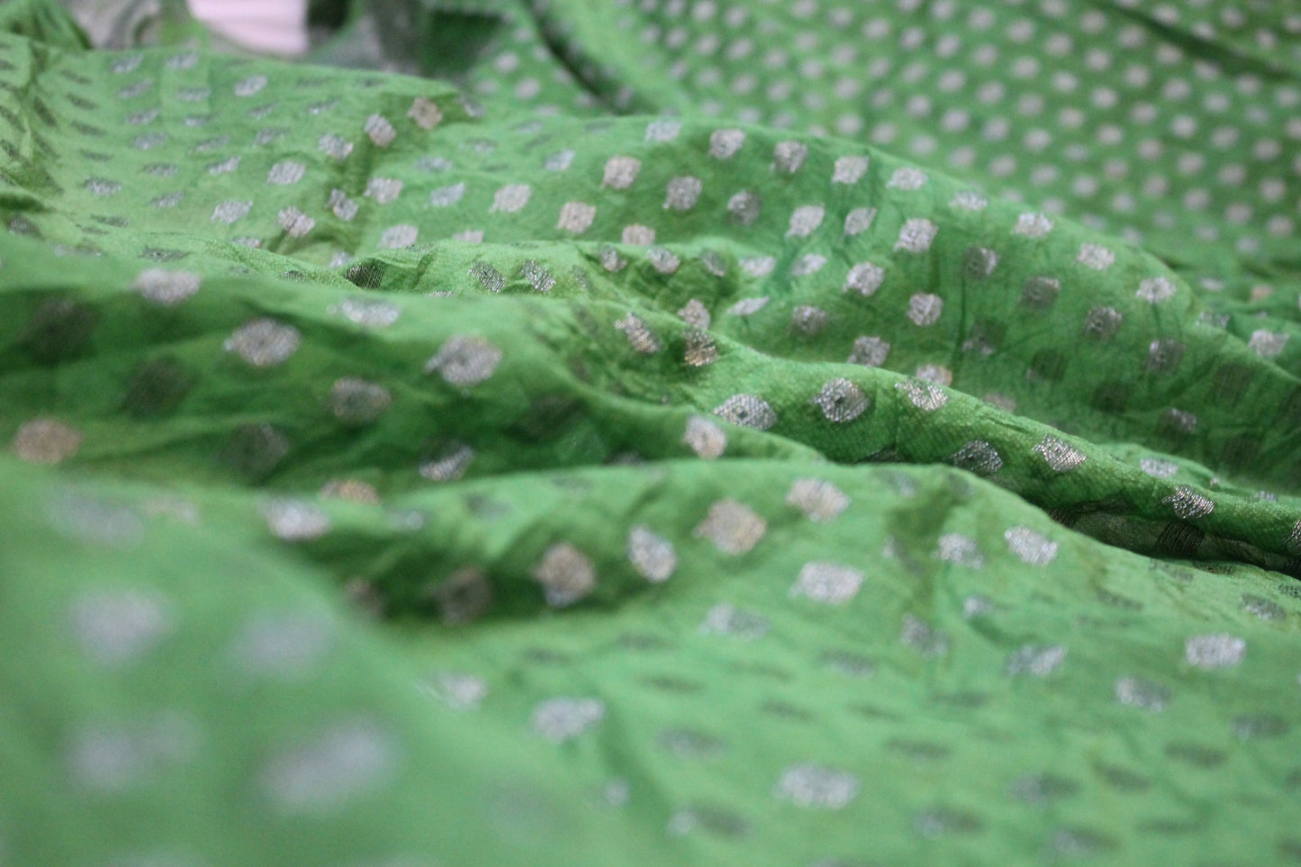 Emerald Elegance: Green Buti Georgette Banarasi Sari by Shades Of Benares - banarasi - banarasi saree shop