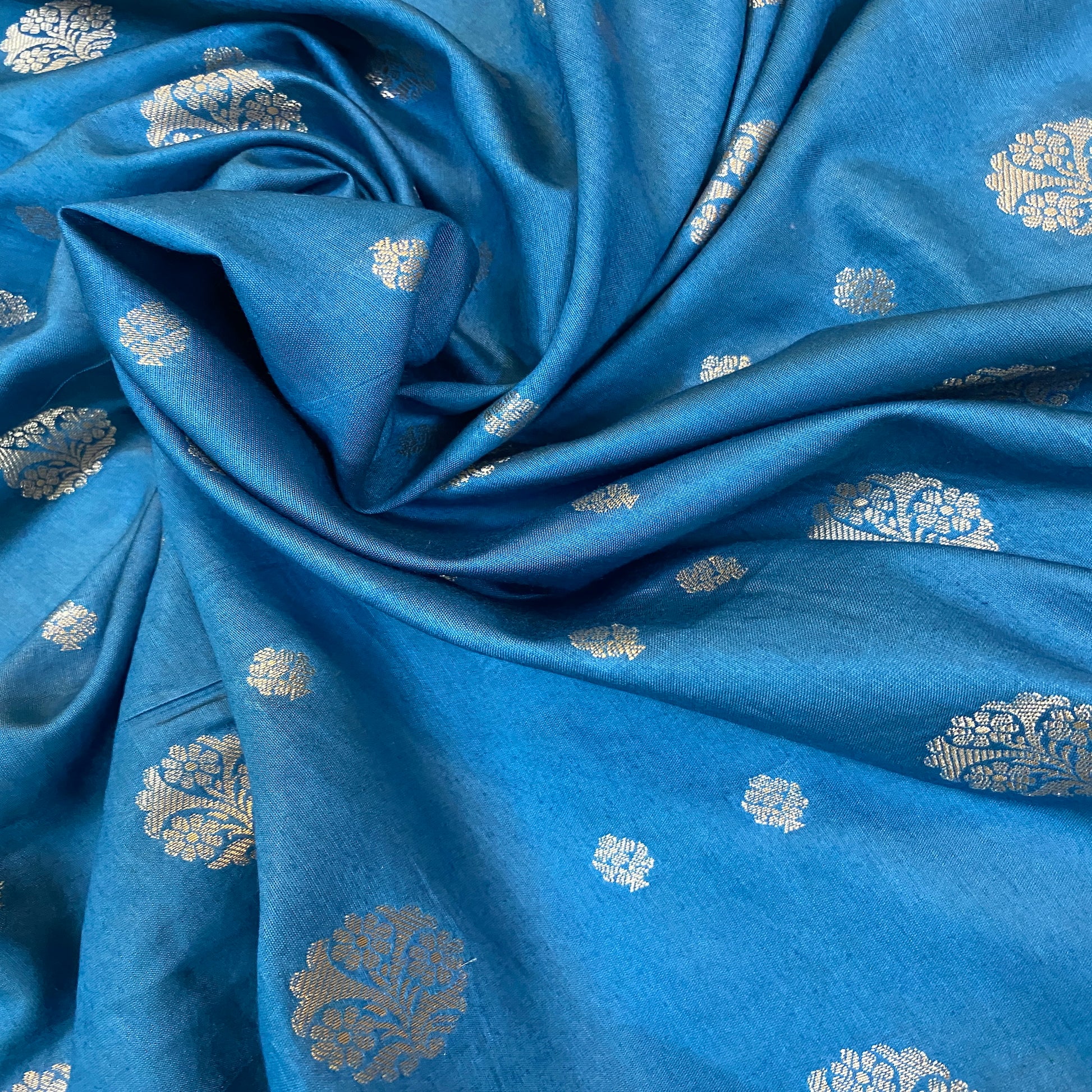 Matte Blue Handloom Crepe Banarasi Silk Saree by Shades Of Benares - banarasi - banarasi saree shop