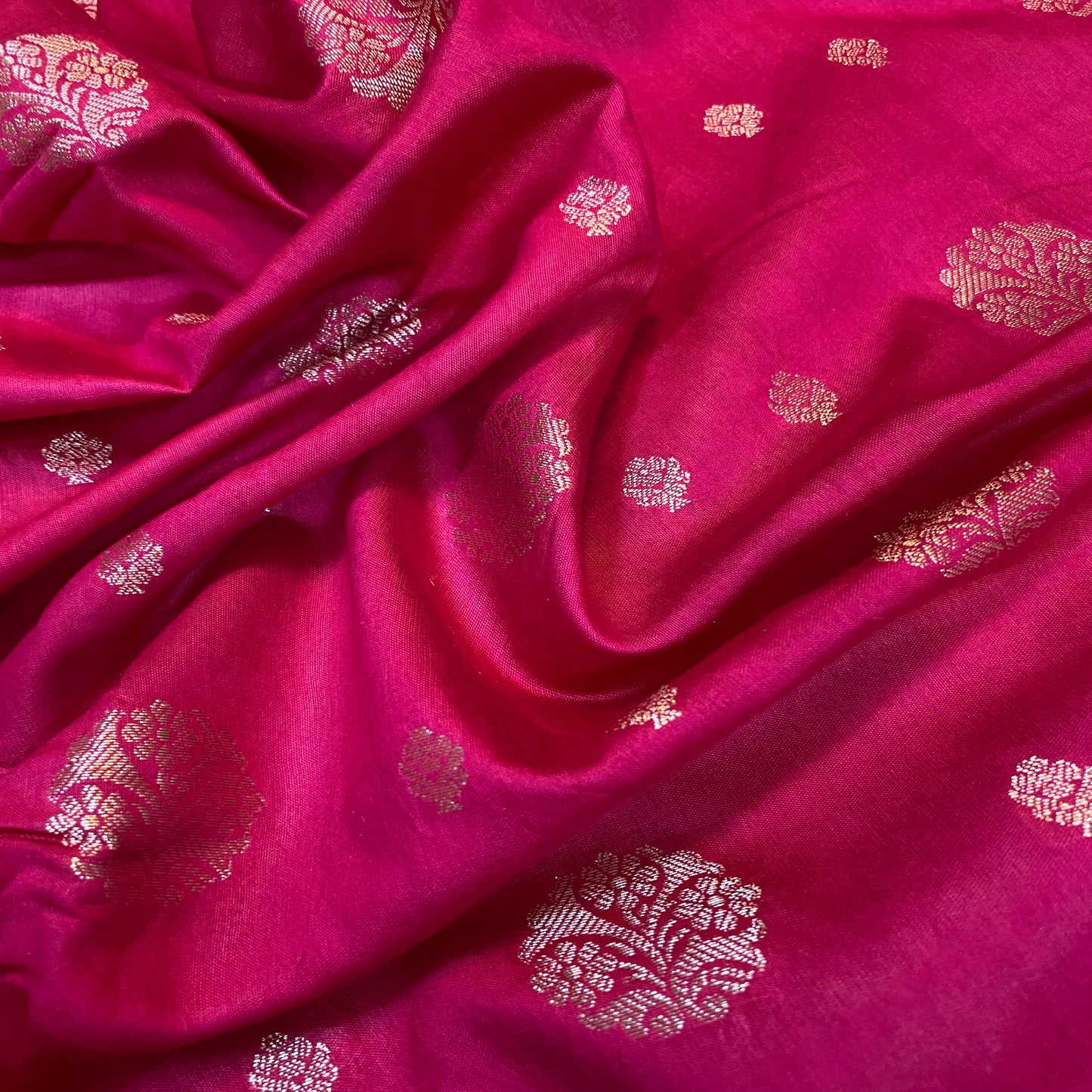 Sensational Hot Pink Handloom Crepe Banarasi Silk Sari by Shades Of Benares - banarasi - banarasi saree shop