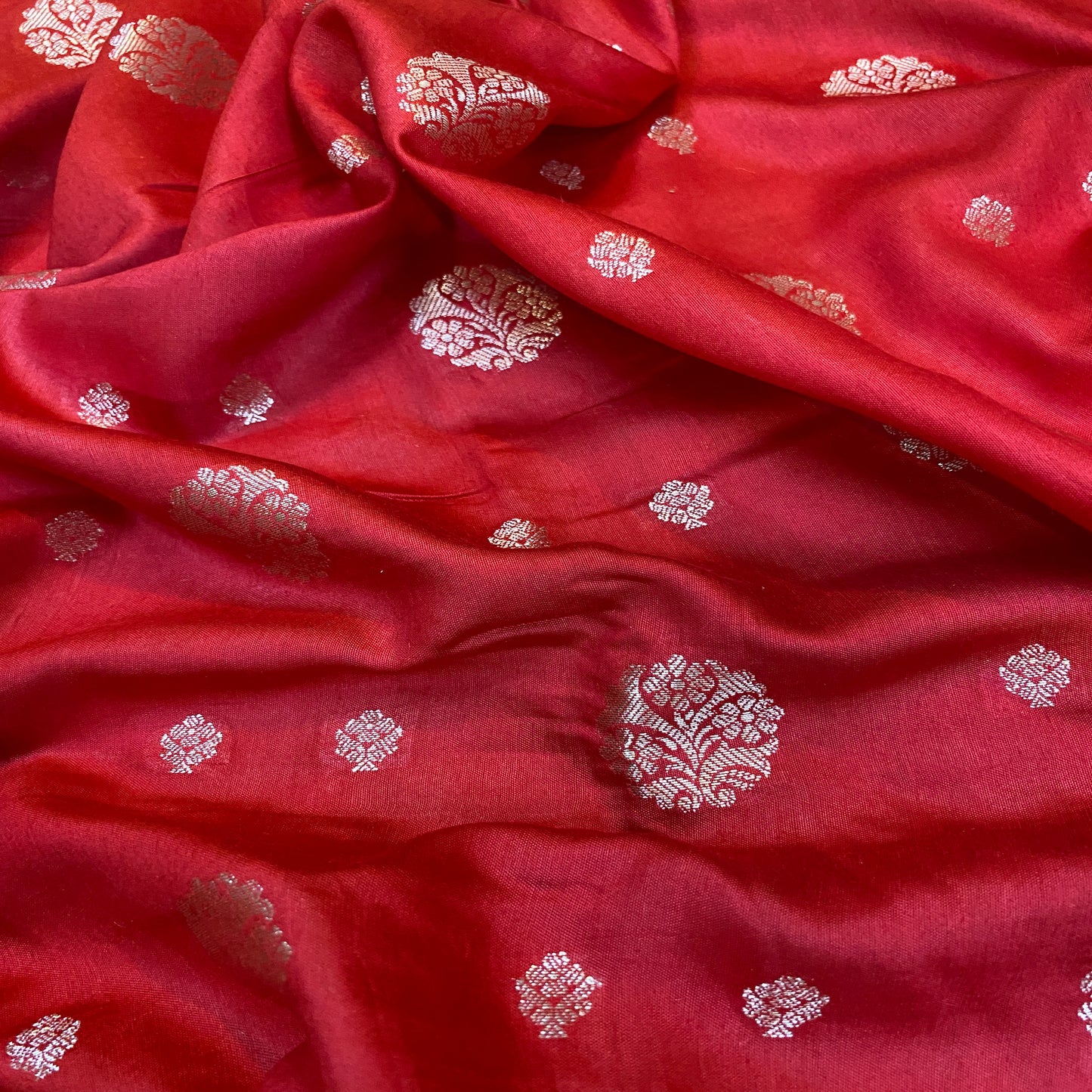 Radiant Red Handloom Crepe Banarasi Silk Sari by Shades Of Benares - banarasi - banarasi saree shop