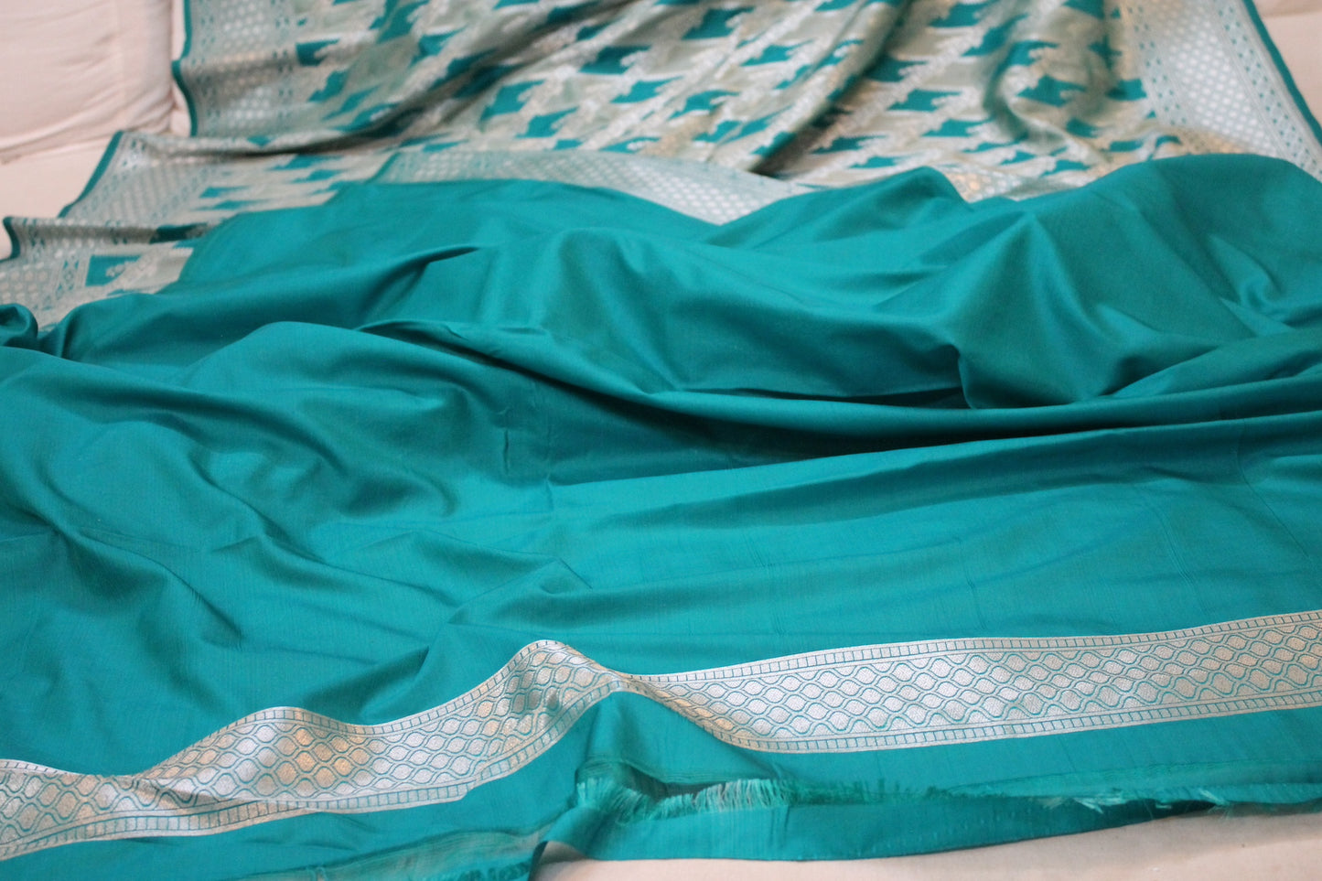 Azure Elegance: Blue Rangkaat Handloom Pure Silk Banarasi Saree by Shades Of Benares - banarasi - banarasi saree shop