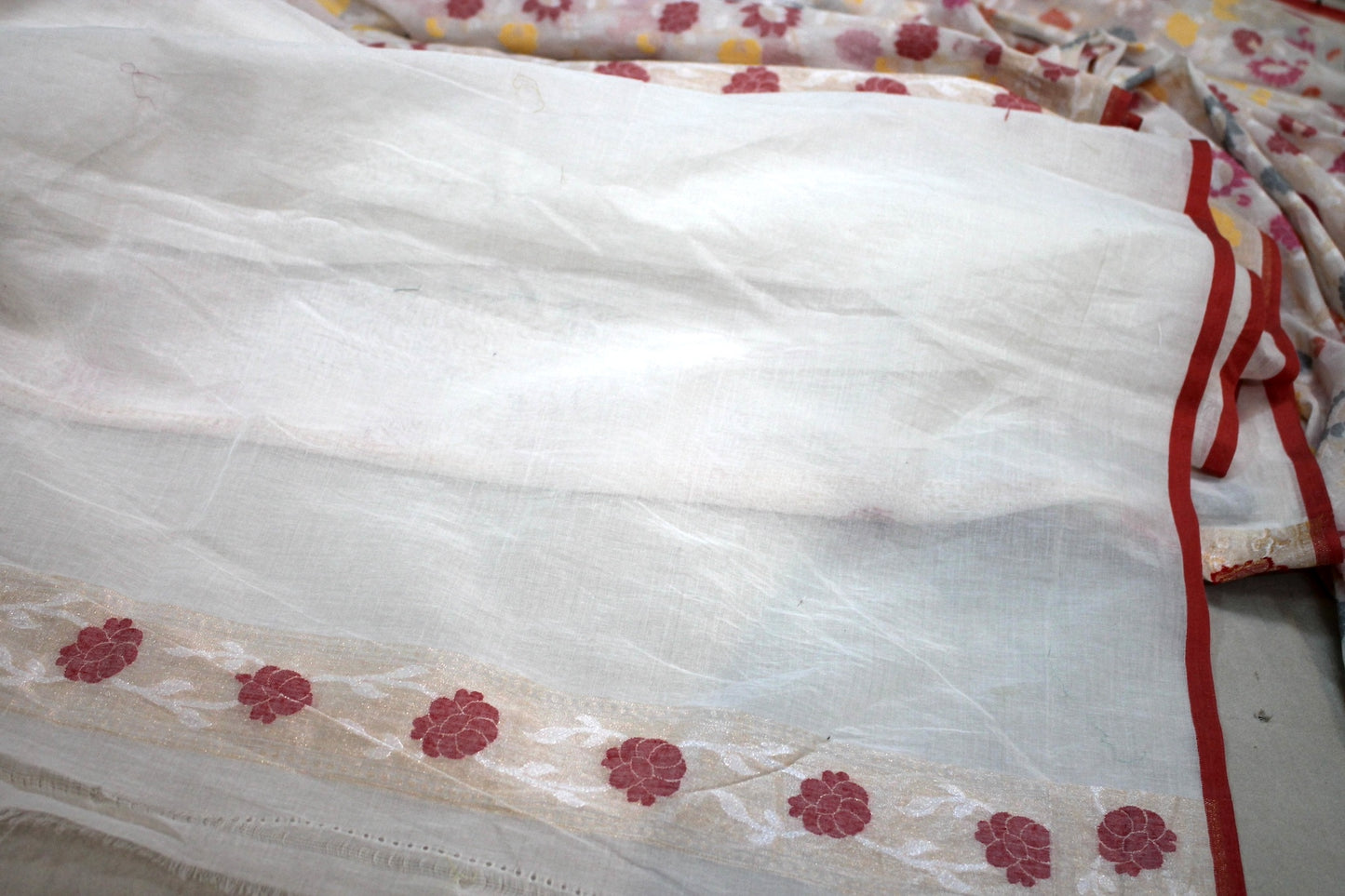 Pure Grace: White Kadhwa Tilfi Jaal Pure Cotton Handloom Banarasi Saree by Shades Of Benares - banarasi - banarasi saree shop