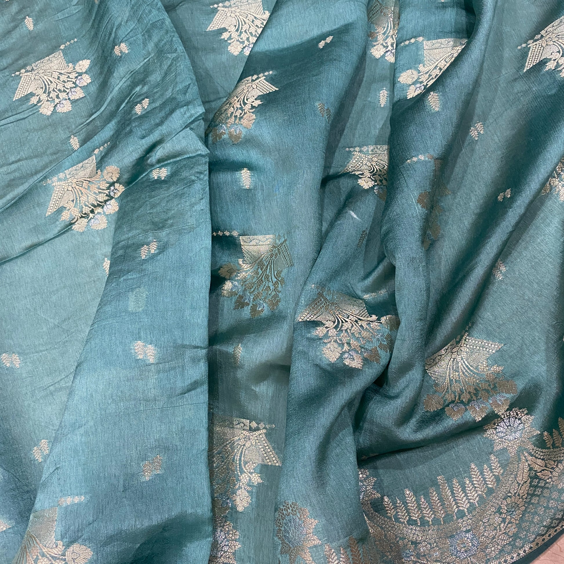Metallic Blue Pure Cotton Silk Banarasi Saree by Shades Of Banaras - banarasi - banarasi saree shop - banarasi saree manufacturers - banarasi saree wholesale - banaraasi sarees