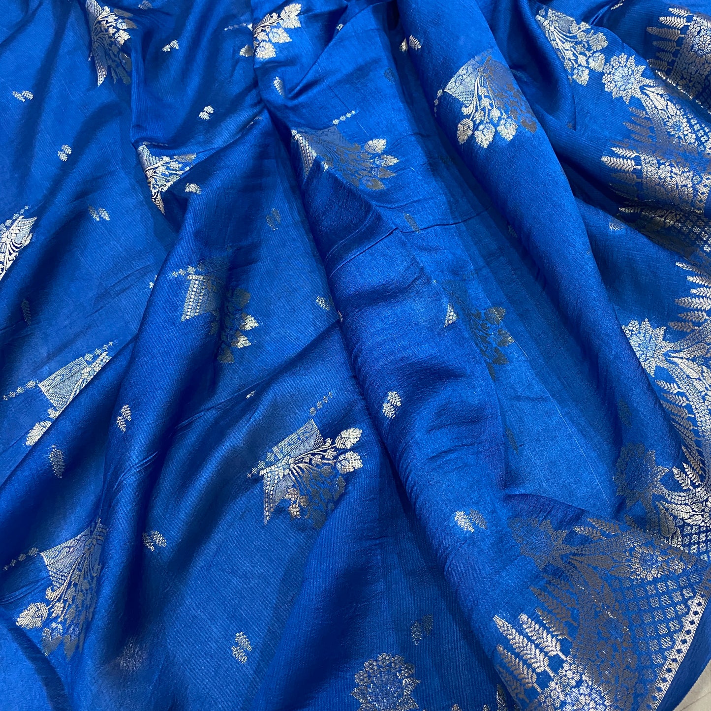 Classic Blue Pure Cotton Silk Banarasi Saree by Shades Of Banaras - banarasi - banarasi saree shop - banarasi saree manufacturers - banarasi saree wholesale - banaraasi sarees