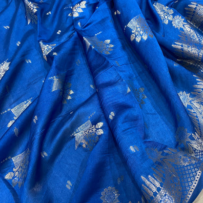 Classic Blue Pure Cotton Silk Banarasi Saree by Shades Of Banaras - banarasi - banarasi saree shop - banarasi saree manufacturers - banarasi saree wholesale - banaraasi sarees