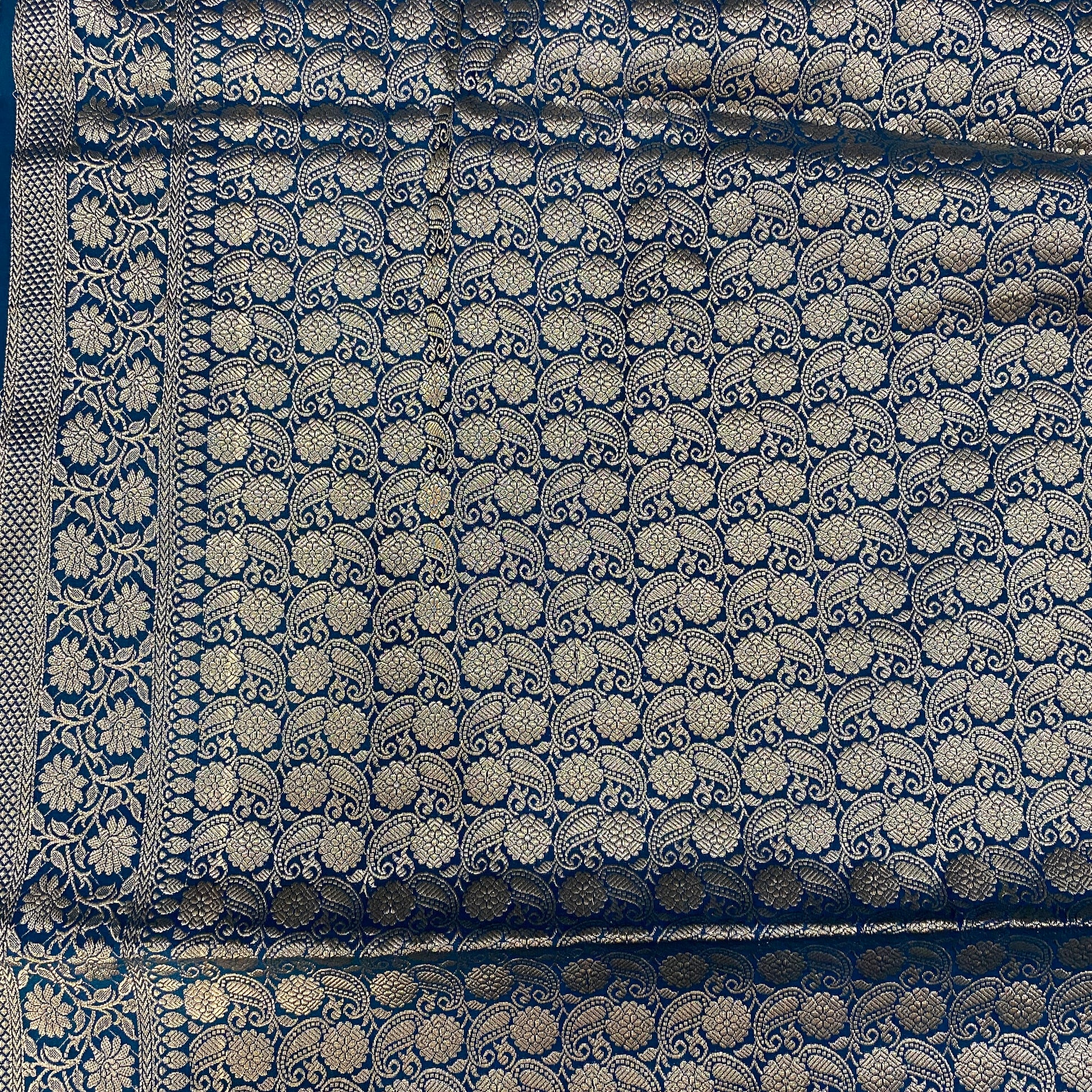 Celestial Banarasi: Blue Pure Cotton Silk Saree with Silver Zari by Shades Of Banaras - banarasi - banarasi saree shop - banarasi saree manufacturers - banarasi saree wholesale - banaraasi sarees