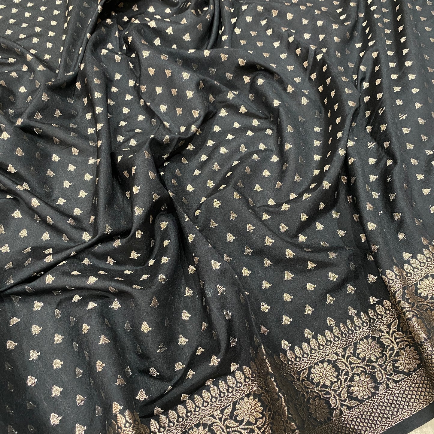 Black Pure Cotton Silk Banarasi Saree by Shades Of Banaras - banarasi - banarasi saree shop - banarasi saree manufacturers - banarasi saree wholesale - banaraasi sarees