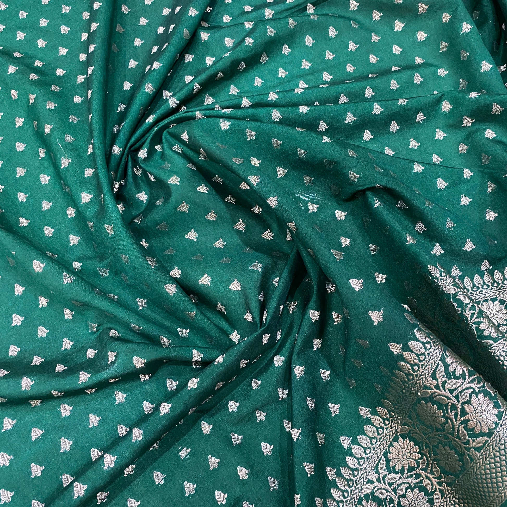Bottle Green Pure Cotton Silk Banarasi Saree by Shades Of Banaras - banarasi - banarasi saree shop - banarasi saree manufacturers - banarasi saree wholesale - banaraasi sarees
