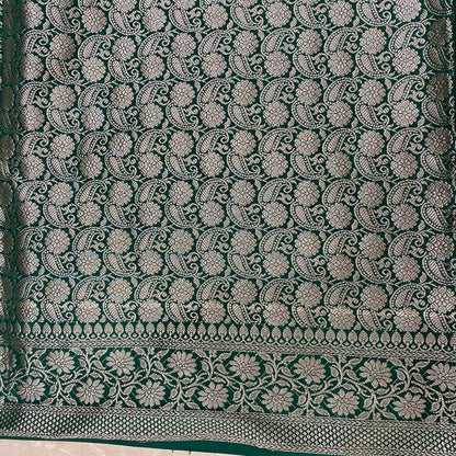 Bottle Green Pure Cotton Silk Banarasi Saree by Shades Of Banaras - banarasi - banarasi saree shop - banarasi saree manufacturers - banarasi saree wholesale - banaraasi sarees