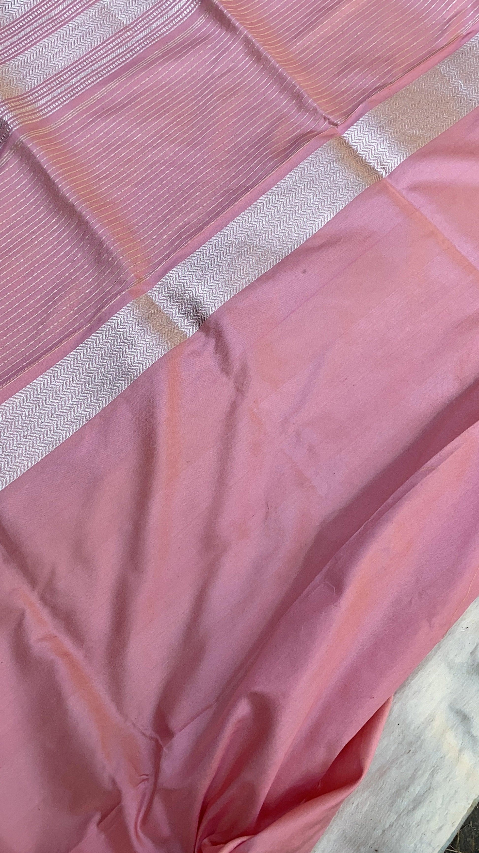 Baby Pink Kadhwa Sona Rupa Handloom Shikargaah Pure Silk Banarasi Sari - Exquisite Designer Sari by Shades Of Benares - banarasi - banarasi saree shop