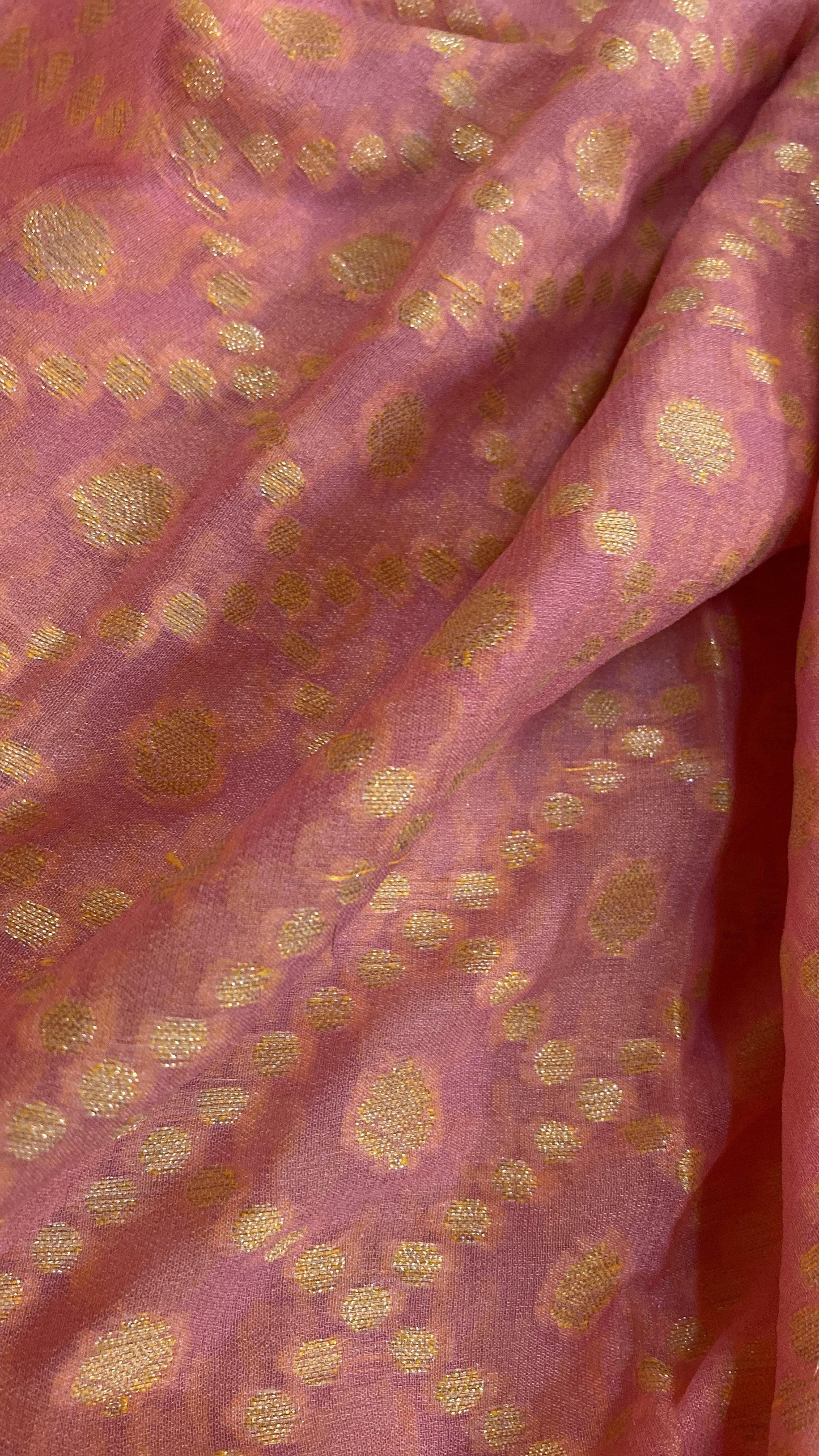 Baby Pink Pure Khaddi Georgette Banarasi Sari by Shades Of Benares - banarasi - banarasi saree shop